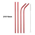 thumbnail image 1 of 18/10 Stainless Steel Straw Set Reusable Drinking Straw High Quality Metal Colorful Straw With Cleaner Brush Bar Party Accessory 5Pcs Red, 1 of 6