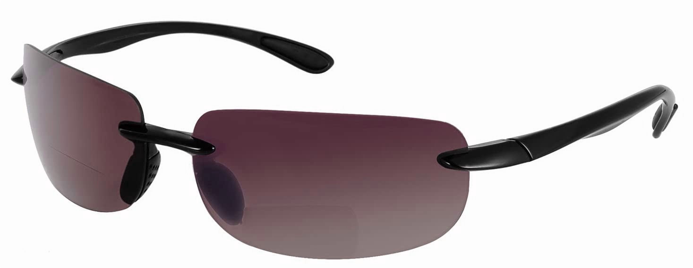 "The Influencer" 2 Pair of Sport Wrap Bifocal Sunglasses for Men and Women - Black/HD Amber (Polarized) - 2.00