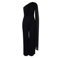 thumbnail image 4 of Vestido de noche de mujer con un solo hombro - Sofisticado conjunto de fiesta - Falda fluida con cremallera trasera - Color liso para ocasiones especiales, 4 of 7