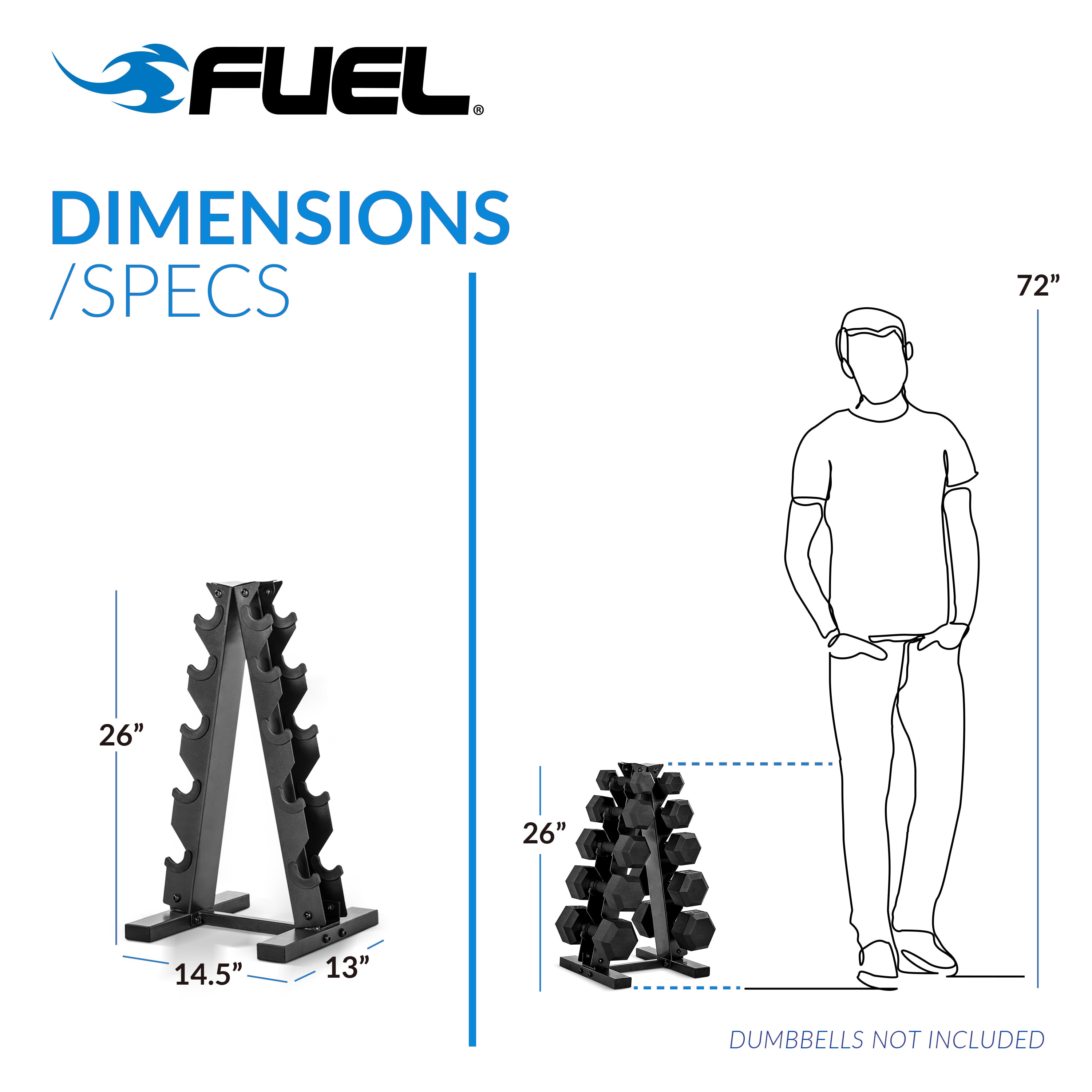 Fuel Pureformance by CAP A-Frame Dumbbell Rack, Black (Store 5 Pairs)