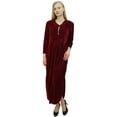 thumbnail image 3 of Phagun Women's Long Sleeve Maroon Loose Maxi Dresses Casual With Pockets-6, 3 of 5