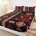 thumbnail image 3 of Manfei Vintage Aztec Adult Full Size Sheets, Black Red Bohemian Abstract Bed Sheets, Tribal Western Theme Sheet Sets, Luxury Bedroom Decor, 4pcs, 3 of 7