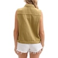 thumbnail image 4 of INSPIRE CHIC Women's Denim Vests Button Down Washed Sleeveless Jean Jackets with Pockets Khaki M, 4 of 7