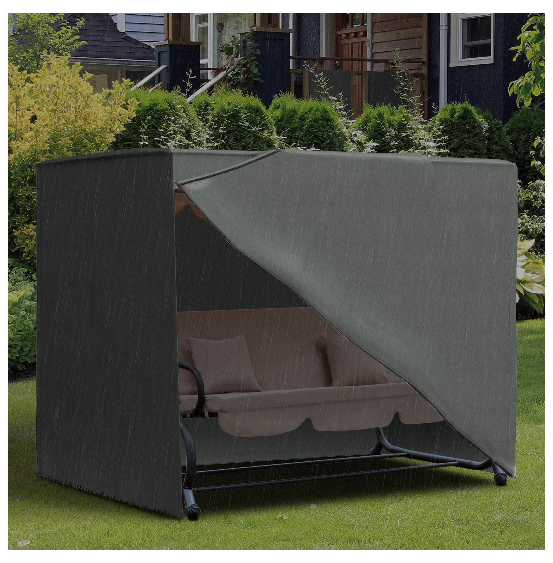 Swing Chair Cover Waterproof - 6.7ft Patio Swing Cover Anti-UV Oxford Fabric - Fade Resistant Outdoor Furniture Protector - Gray