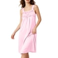 thumbnail image 2 of Blmnix Chemises Sleep Shirts for Women Bamboo Nightgowns Sexy Nightgown Nightshirt Sleeveless Pink Knee Length Square Neckline Moomoo Nightgowns for Women, 2 of 7