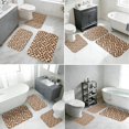 thumbnail image 5 of Brown and Beige Leopard Print Bathroom Rug Set 3 Piece,Non-Slip Bath Mat Set with U-Shaped Contour and Runner Soft Absorbent Washable, 5 of 5