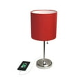 thumbnail image 6 of Creekwood Home 19.5" Oslo Contemporary Bedside Duo, Brushed Steel Table Lamp Two Pack Set with USB Port, Red Shades, 6 of 8
