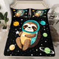 thumbnail image 1 of Erosebridal Cartoon Sloth Fitted Sheet Set Full, Cosmos Planets Stars Bed Set, Microfiber 3 Pieces, 1 of 5