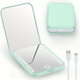 thumbnail image 4 of Mini Makeup Mirror Pro - Rechargeable, 1X/3X Magnification, 3 Color LED Lights, Adjustable Brightness, Compact, Handheld, Travel-Sized Vanity Mirror for Purses, Clutches, and On-The-Go Touch-Ups, 4 of 5