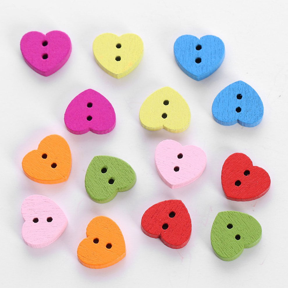 Scrapbooking Wood Button Heart Shape Button Sewing Buttons Apparel Sewing 