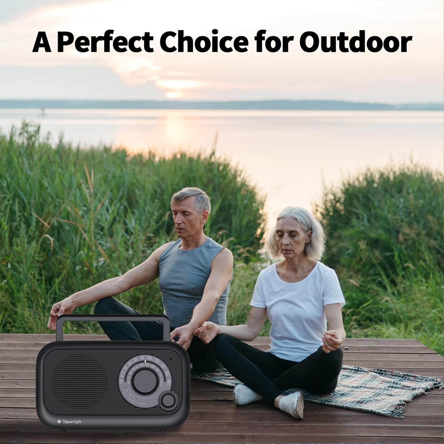 AM FM Radio with Best Reception, Bluetooth Speaker Portable Radio, DSP Plug in Wall,Battery Operated or AC Power with Headphone Jack, Large Tuning Knob for Home Kitchen Outdoor, Black