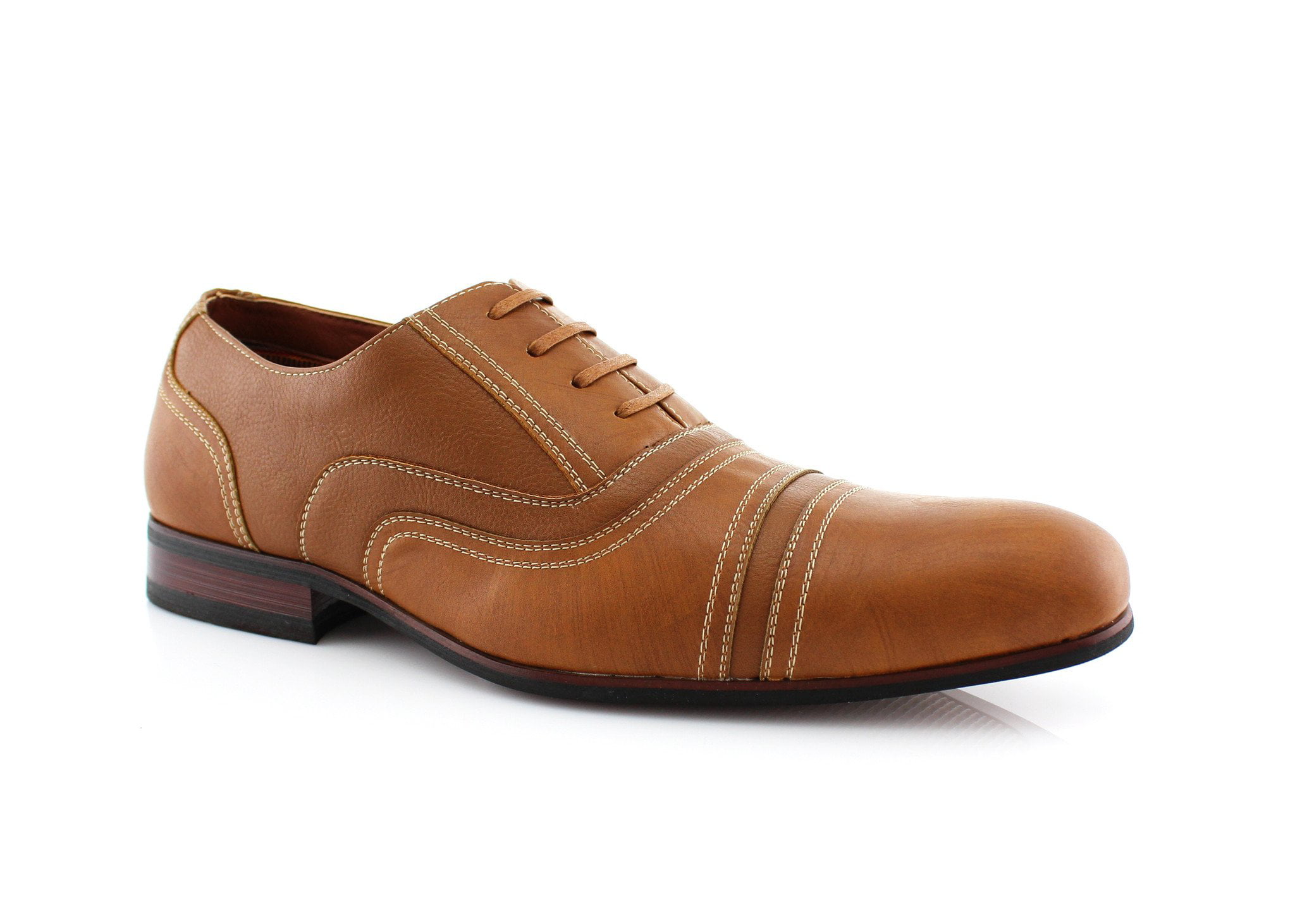 Details about   Men's Stacy Adams Dress Shoes Plain Toe Oxford Cognac Leather 25187 BALLARD 