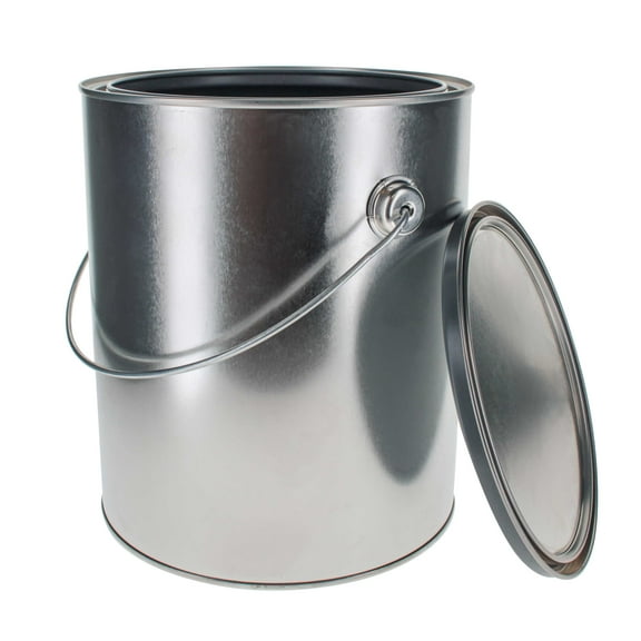 Master Elite 1 Gallon Lined Empty Metal Paint Can Bucket with Lid, Bail Handle - Triple Tight Seal, 128 fl. oz. Steel Coating Storage Container Tin - Store Leftover Water-Based Paint, Latex