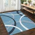 thumbnail image 2 of Garvee 5x7 Modern Geometric Area Rug for Living Room, Machine Washable Rug Non Slip Low Pile Rug Stain Resistant Indoor Carpet for Bedroom Dining Room Home Office, Blue, 2 of 8