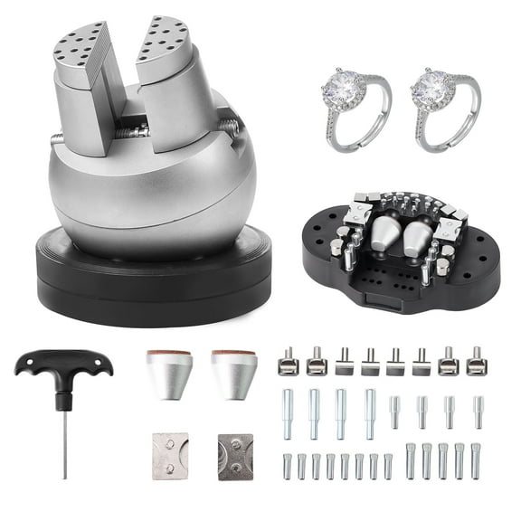KFFKFF Ball Vise, 5" Engraving Tool with 360° Rotating Block, Includes 35 PCS Jewelry Engraving Attachments for Gem Inlays & Detailed Work