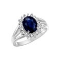 thumbnail image 6 of RYLOS Rings for Women Sterling Silver Ring Princess Diana Inspired 9X7MM Gemstone & Halo of  Diamonds September Sapphire Jewelry for Women Size 6, 6 of 7