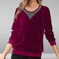 thumbnail image 2 of QATAINLAV Womens Plus Size Velvet Tees Tops Solid Casual Crewneck Pullover Blouses Dressy Long Sleeve Elegant Velour T-shirt, Hot Pink, XXL, 2 of 7