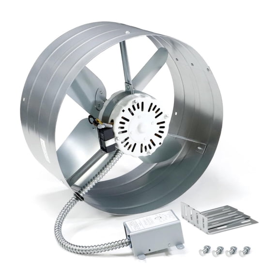 Mount Power Attic Fan with Adjustable Thermostat, 15 Inch Attic Exhaust Fan, 1650 CFM, 1075 RPM, 3.4 Amp