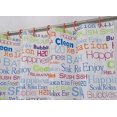 thumbnail image 3 of PowerSellerUSA 14-Piece Waterproof Shower Curtain with 12 Hooks Liner Bathroom Set, Words Pattern 71"W x 71"L Shower Curtain, 16"W x 24"L Fragrance-Free Chenille Noodle Bath Mat, Orange, 3 of 5