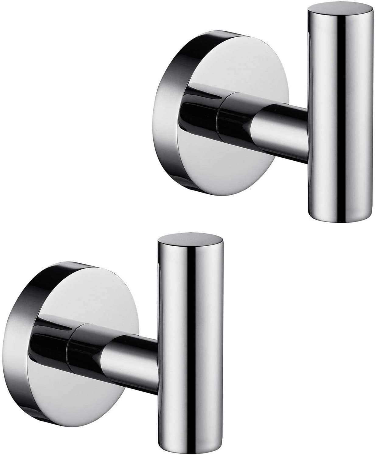 Future Way 2 Pack Robe Towel Hooks for Bathroom Kitchen, Durable 304 Stainless Steel Hanging Wall Hooks, Polished Sliver