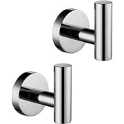 Future Way 2 Pack Robe Towel Hooks for Bathroom Kitchen, Durable 304 Stainless Steel Hanging Wall Hooks, Polished Sliver