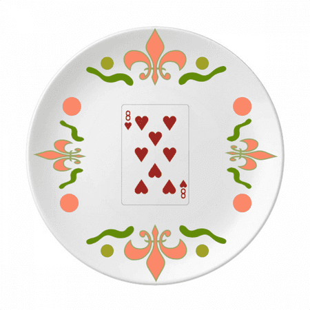 

Heart 8 Playing Cards Pattern Flower Ceramics Plate Tableware Dinner Dish