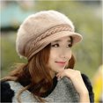 thumbnail image 3 of Boina tejida de invierno para mujer, gorro de piel de conejo grueso de otoño coreano, además de gorro de lengua de pato con protección para las orejas de terciopelo, 3 of 6