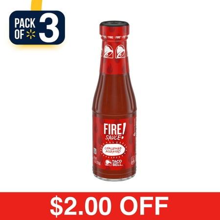 (3 Pack) Taco Bell Fire Sauce, 7.5 oz (Best Taco Bell Items)
