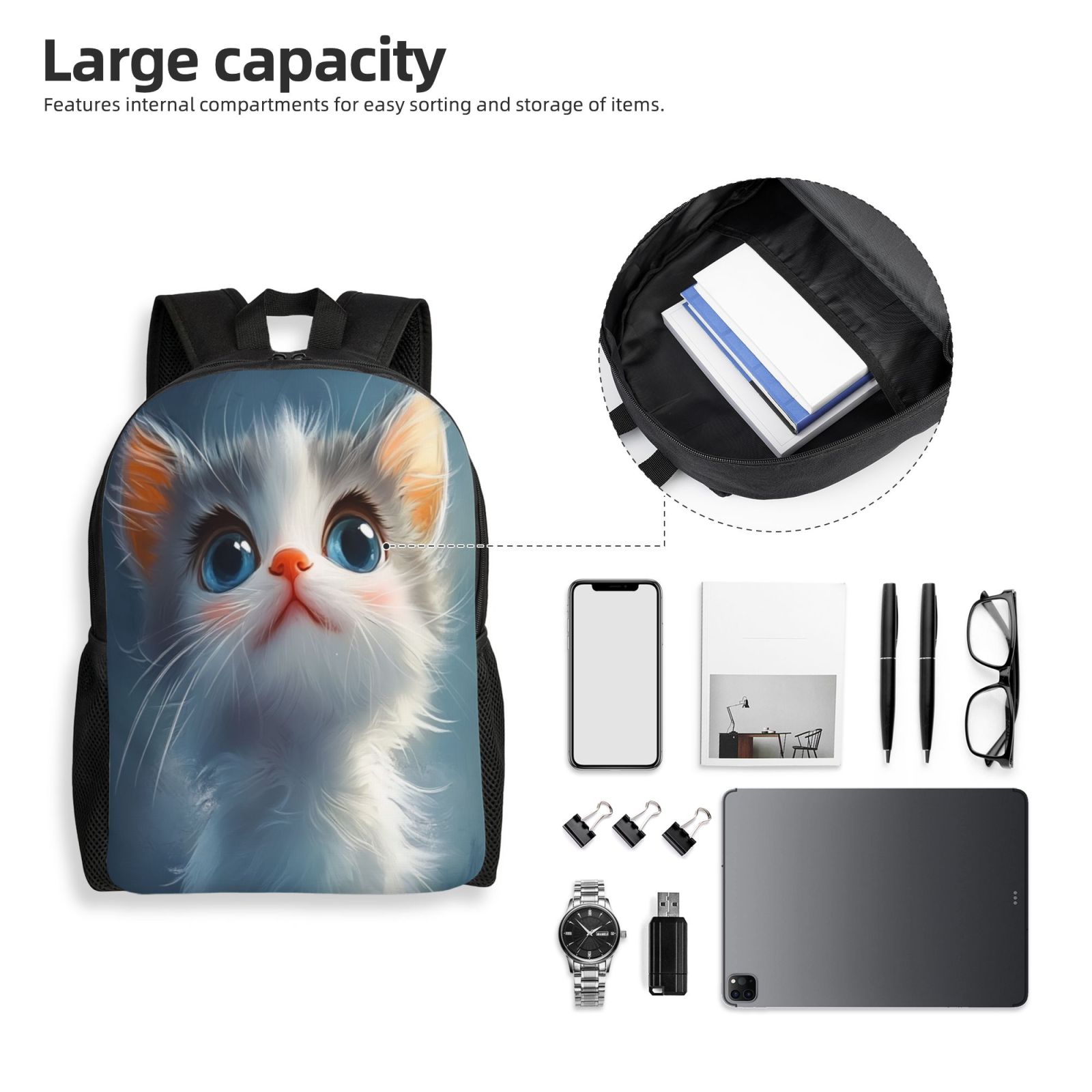 Cat Backpack Double Shoulder Backpack Durable, Spacious, Ergonomic Design for Travel, Work & Outdoor Use