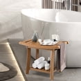 thumbnail image 3 of Gymax 2-tier Shower Bench Waterproof Spa Bath Shower Stool Heavy Duty w/ Shelf Brown, 3 of 10