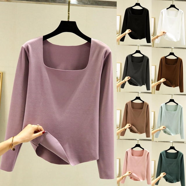 Conjuntos de trabajo para mujer,Blusa de manga larga para mujer, cuello redondo, botones delanteros, camisa informal de color liso, tela de rayón suave, ideal para uso diario y en casa, sopatenor