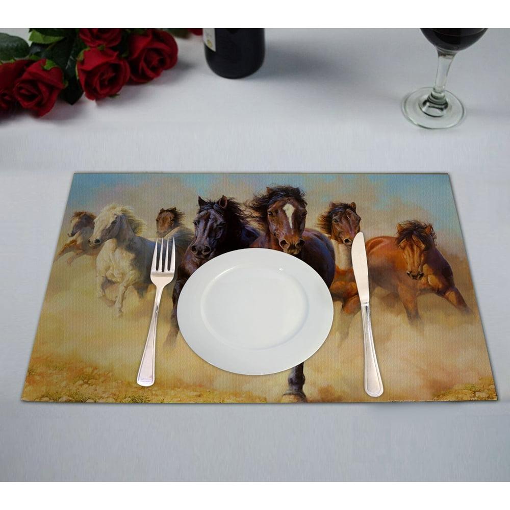 GCKG Horse Pattern Placemat,Horse Pattern Table Placemat 12x18 Inch Set