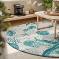 thumbnail image 3 of Small Round Rug 3Ft, Turquoise Starfish Non-Slip Washable Circle Rugs Carpet, Ocean Nautical Seahorse Coral Shell Indoor Outdoor Rug Floor Mats Throw Runner for Bedroom Living Room Bathroom, 3 of 8
