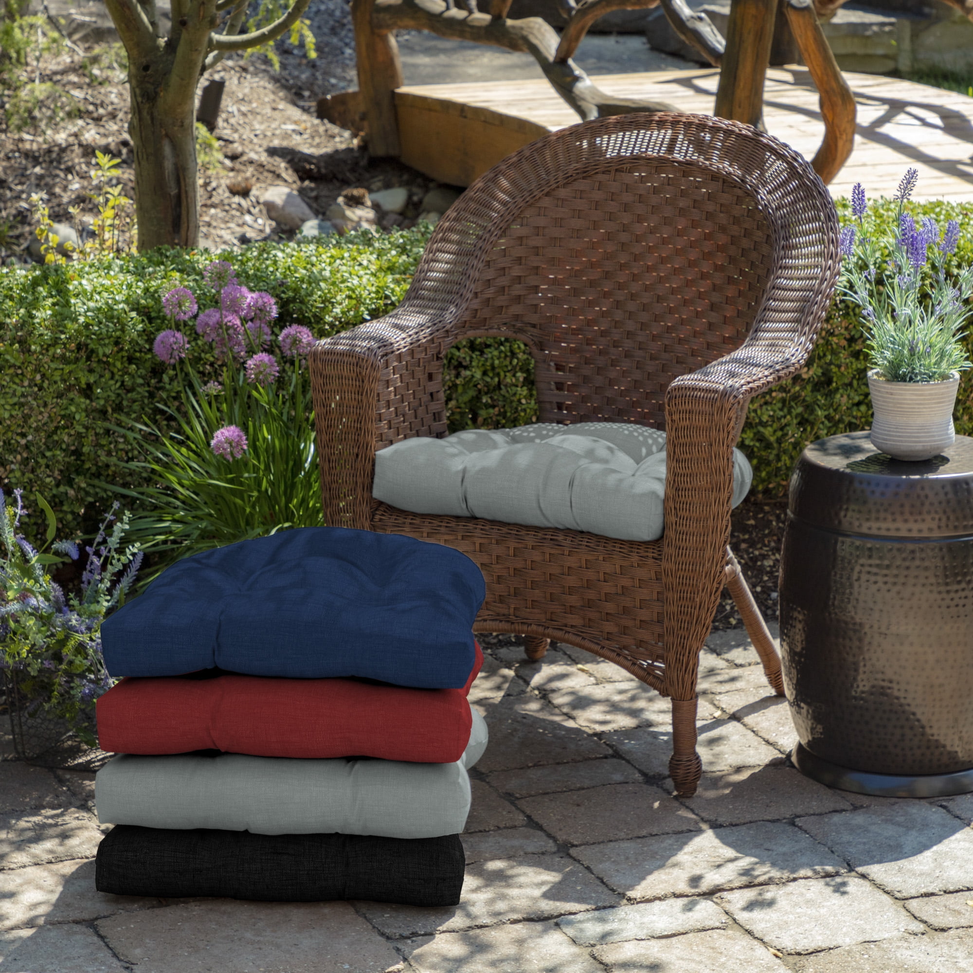 ARDEN Outdoor Wicker Chair Cushion, 20 x 18, Tufted Plush Cushion for Wicker and Rocking Chairs 18 x 20, Stone Grey Leala