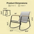 thumbnail image 4 of 3 Piece Textilene Patio Set, Fabric Rocking Bistro Furniture, Front Porch Rocker Chairs with Tempered Glass Coffee Table, for Lawn, Garden, Balcony, Poolside, Gray, 4 of 8