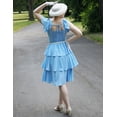 thumbnail image 3 of Vestido Belle Poque para verano de 2024, azul claro, con volantes escalonados, para mujer, 3 of 9