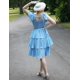 thumbnail image 3 of Vestido Belle Poque para mujer, estilo vintage, en forma de corazón, con volantes escalonados, azul S, 3 of 9