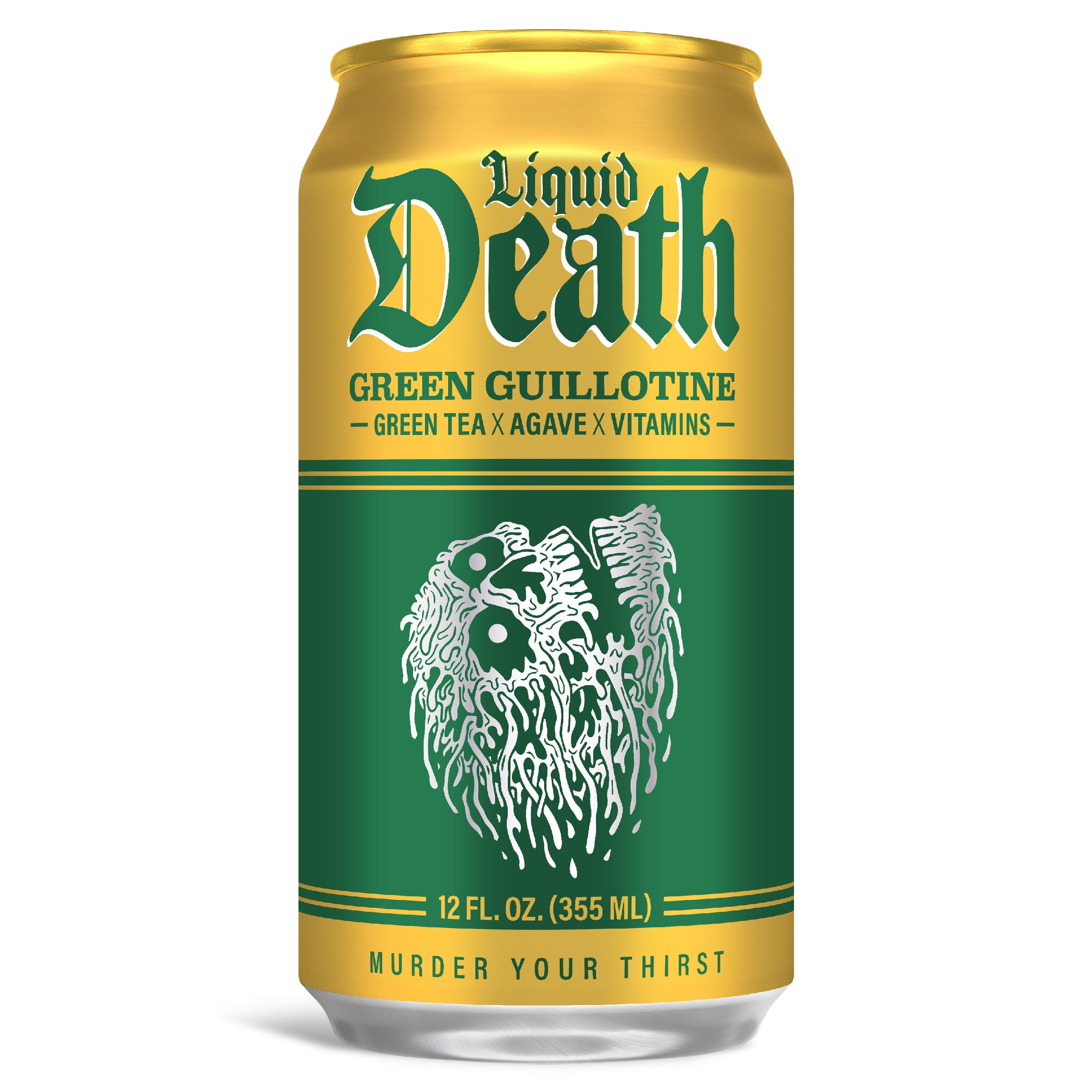 Liquid Death, Green Guillotine Iced Tea, 6-Pack (12 fl oz Cans), Green Tea, Low Calorie, No Artificial Sweeteners, B12 and B6 Vitamins