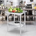 thumbnail image 1 of Bingirl 24 x 36 in Ultra - Thick Stainless Steel Prep Table with Rounded Corners, Commercial Grade, Adjustable Undershelf, Heavy Duty - 660 Lbs Countertop Load for Commercial & Outdoor Use, 1 of 7
