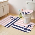 thumbnail image 2 of Anchor Pink Bath Mat 3 Piece Bathroom Rug Set, Modern Navy Blue White Striped Nautical Non Slip Bath Rug Contour Mat and Toilet Lid Cover, Absorbent Shower Mats Soft Bath Rugs and Mats Sets, 2 of 8