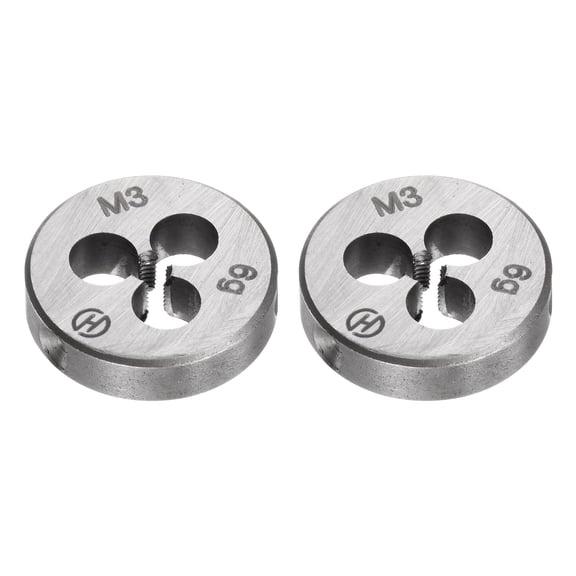 Uxcell 2 Pieces Round Threading Dies M3 x 0.5 Thread Metric Alloy Tool Steel Screw Cutting Die