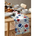 thumbnail image 6 of Red Blue Flowers 4th of July Table Runner Cotton Linen 90 Inch Holiday Dresser Scarves, Independence Day Botanical Tablerunner for Kitchen Coffee Dining Bedroom Dinner Scarf Décor 13''x90'', 6 of 9