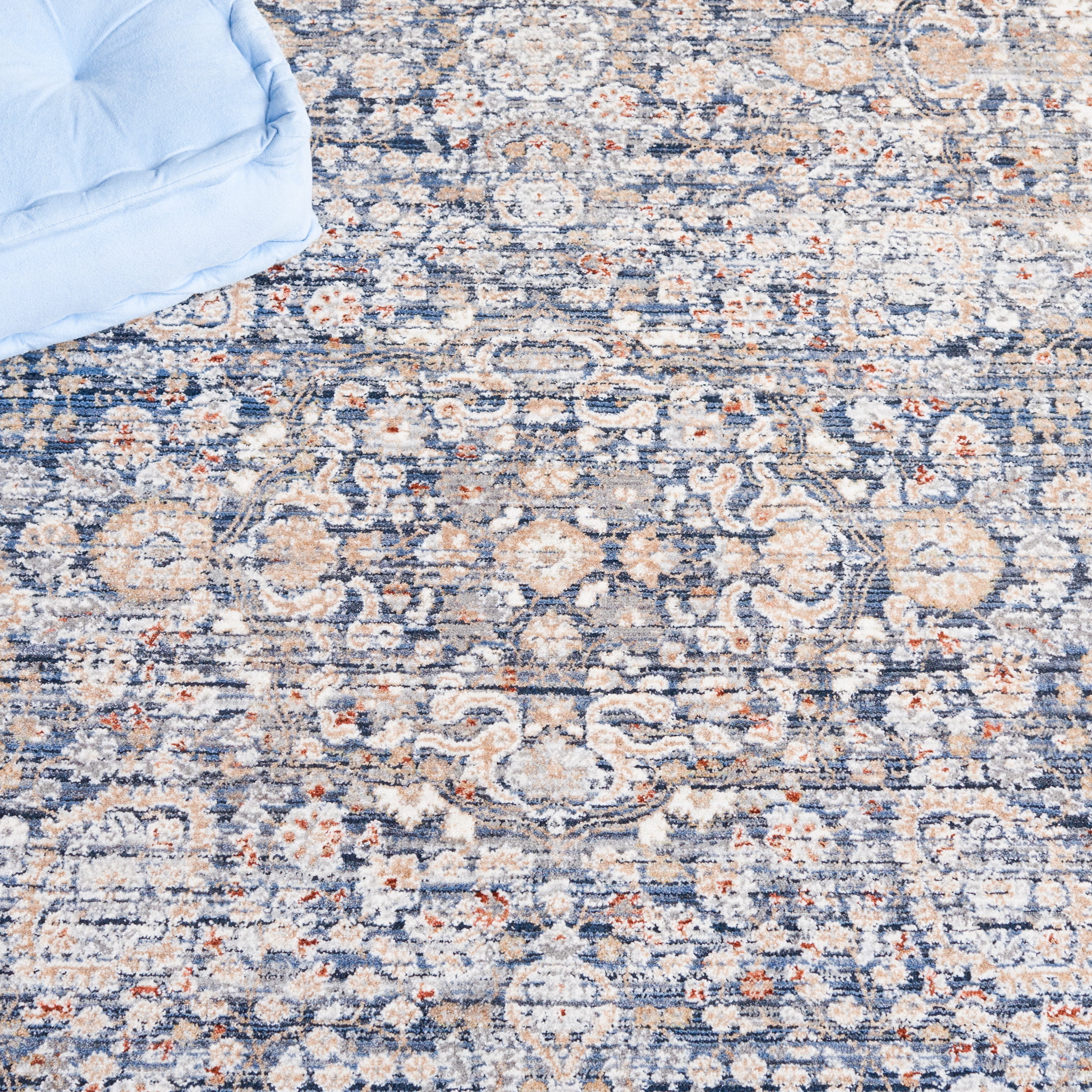Safavieh Harlow Dalach Floral Area Rug, Ivory Blue/Gray, 6'3" x 6'3" Round