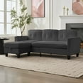 thumbnail image 3 of Puremind 76'' Small Sectional Couch, 3-Seater L Shaped Sofa with Storage Ottoman, Corduroy Couches and Sofas for Living Room/Apartment/Office, Dark Gray, 3 of 5