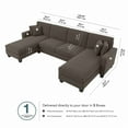 thumbnail image 2 of Bush® Furniture Stockton 131"W Sectional Couch With Double Chaise Lounge, Chocolate Brown, Standard Delivery, 2 of 8