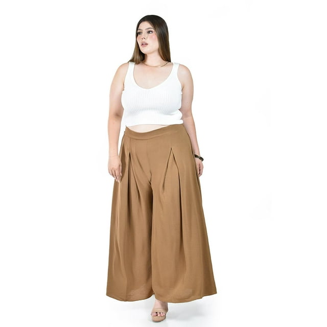 Pantalon tipo palazzo Roman Fashion /Tallas Extras, 2632 (Moka) cafe 42