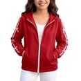 thumbnail image 2 of Girls Cute Hooded Jacket Full Zip Soft Fleece Bow Long Sleeve Sweatshirt Coat with Side Pockets Casual Daily Outwear Tops Red 14-15Y, 2 of 7