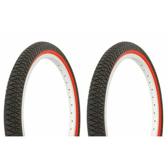 Tire set. 2 Tires. Two Tires Duro 20" x 1.95" Black/Red Side Wall . lowrider bike Tires, lowrider bicycle Tires, bmx bike Tires, cruiser bike Tires
