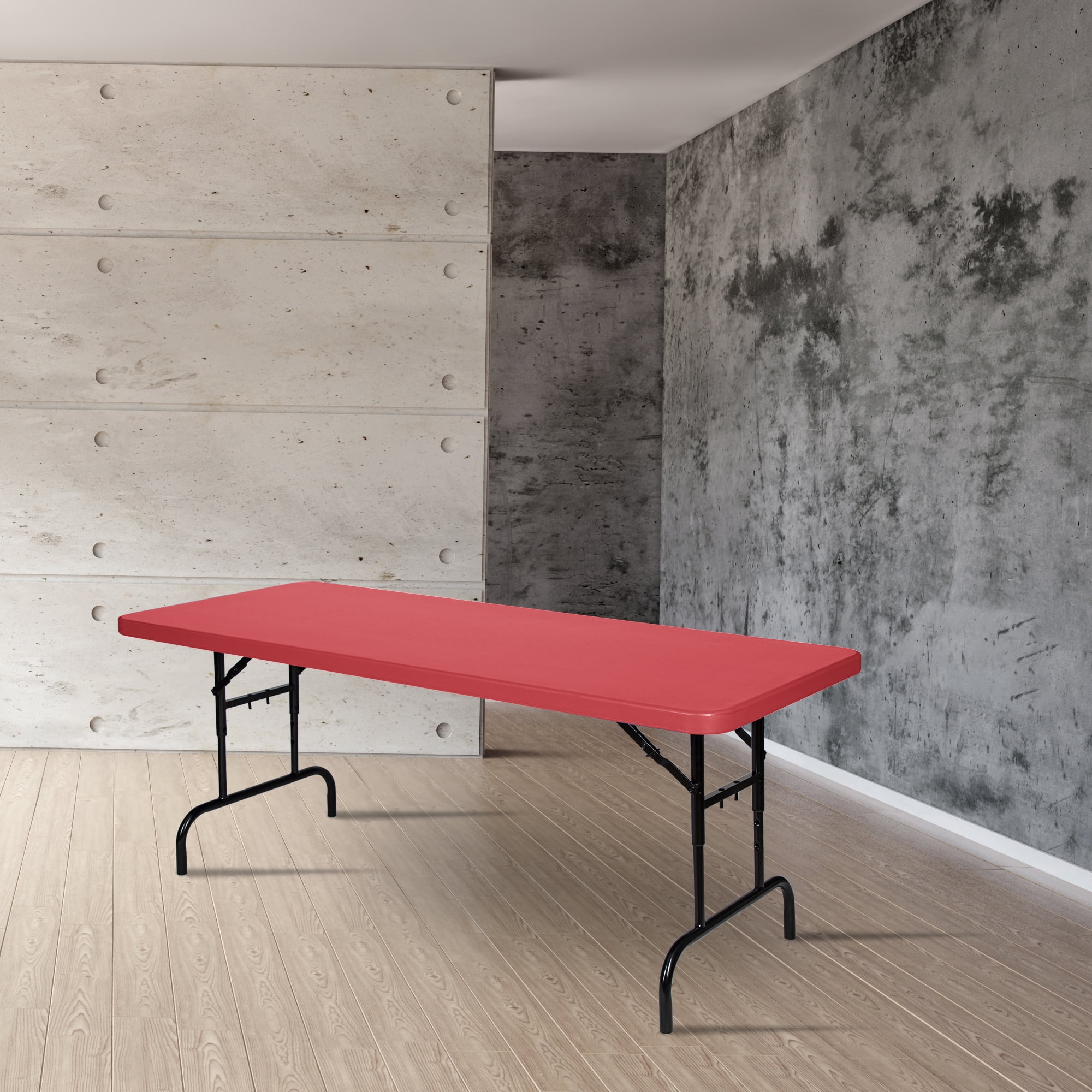Hampden Furnishings Baldwin Collection Adjustable Folding Table 30"x72" Plastic/Steel, Red