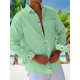 thumbnail image 1 of Camisa de hombre con patrón de empalme de color sólido rosa azul cómoda y suave nuevo patrón casual al aire libre playa camisa de hombre con bolsillo superior, 1 of 6